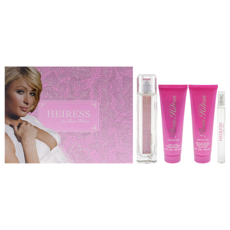Paris Hilton Heiress by Paris Hilton for Women - 4 Pc Gift Set 3.4oz EDP Spray, 0.34oz EDP Spray, 3oz Body Lotion, 3oz Bath and Shower Gel