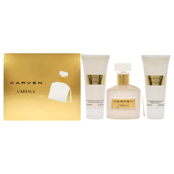 Carven LAbsolu by Carven for Women - 3 Pc Gift Set 3.33oz EDP Spray, 3.33oz Perfumed Body Milk, 3.33oz Perfumed Bath and Shower Gel