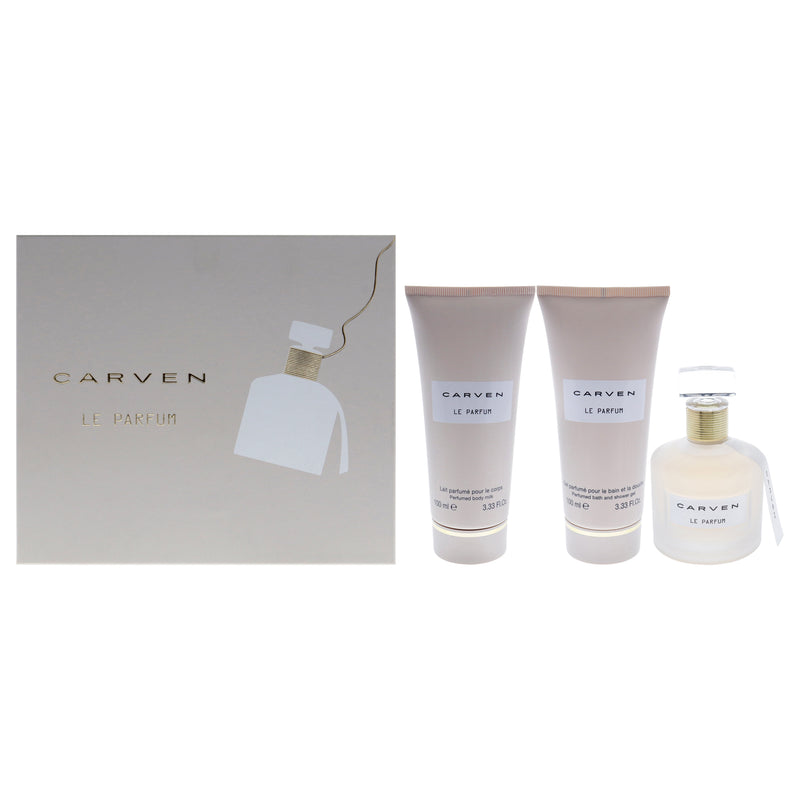 Carven Le Parfum by Carven for Women - 3 Pc Gift Set 3.33oz EDP Spray, 3.33oz Perfumed Body Milk, 3.33oz Perfumed Bath and Shower Gel