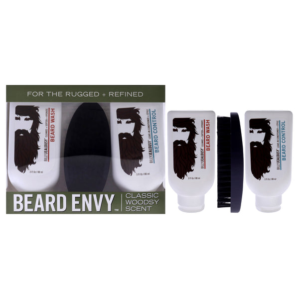 Billy Jealousy Beard Envy Kit by Billy Jealousy for Men - 3 Pc 3oz Beard Wash, 3oz Beard Control, Brush