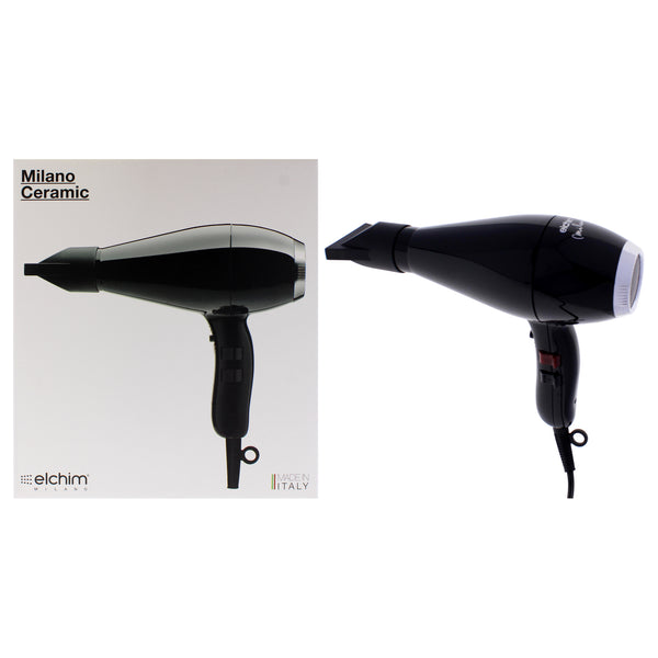 Elchim Milano Ceramic Hair Dryer - Black-Silver by Elchim for Unisex - 1 Pc Hair Dryer