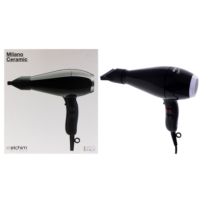 Elchim Milano Ceramic Hair Dryer - Black-Silver by Elchim for Unisex - 1 Pc Hair Dryer