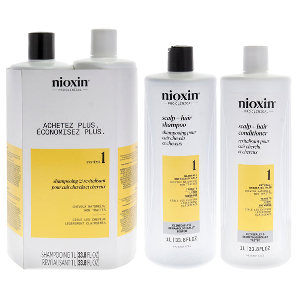 Nioxin System 1 Duo by Nioxin for Unisex - 2 x 33.8 oz Shampoo, Conditioner