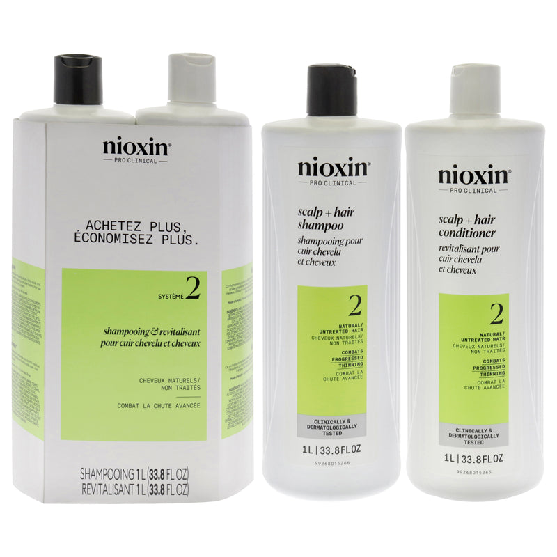 Nioxin System 2 Duo by Nioxin for Unisex - 2 x 33.8 oz Shampoo, Conditioner