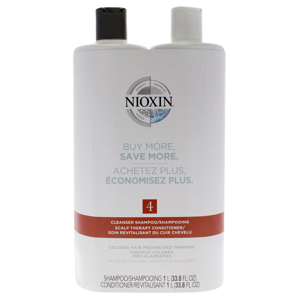 Nioxin System 4 Duo by Nioxin for Unisex - 2 Pc 33.8oz Shampoo, 33.8oz Conditioner
