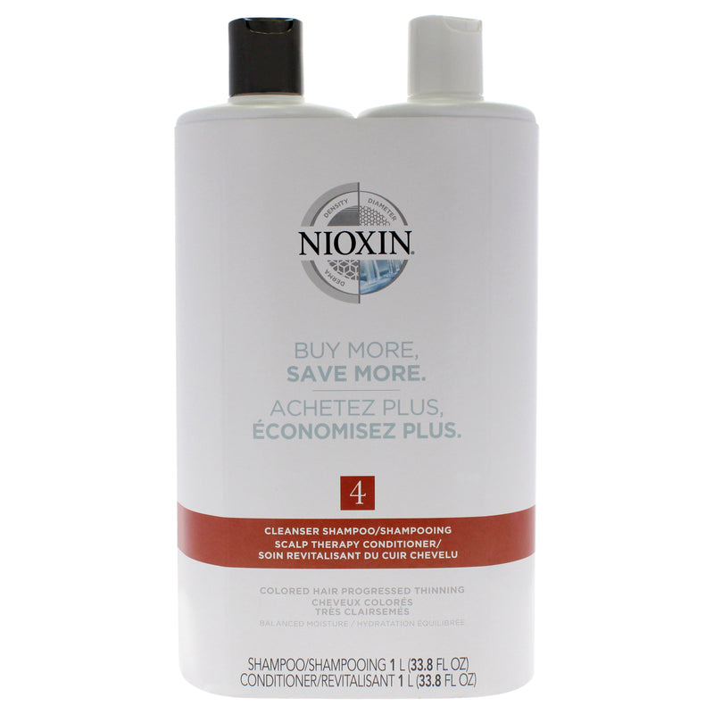 Nioxin System 4 Duo by Nioxin for Unisex - 2 Pc 33.8oz Shampoo, 33.8oz Conditioner