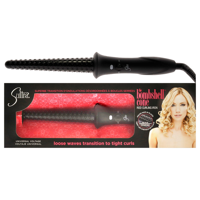 Sultra The Bombshell Cone Rod Curling Iron - Black by Sultra for Unisex - 1 Inch Curling Iron