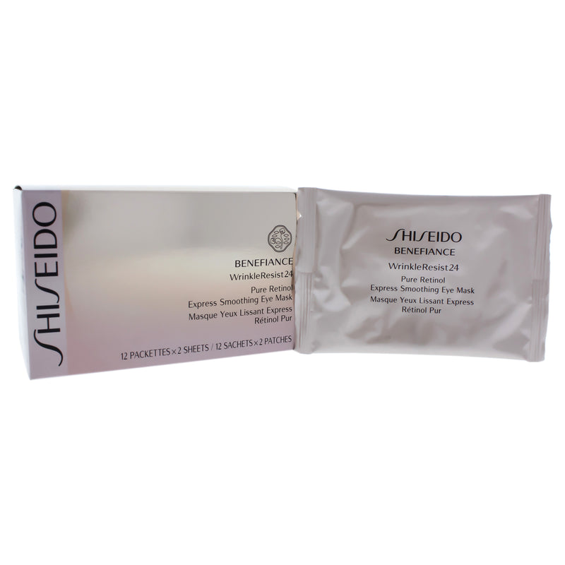 Shiseido Benefiance WrinkleResist24 Pure Retinol Express Smoothing Eye Mask by Shiseido for Unisex - 12 Pc Sheets Eye Mask