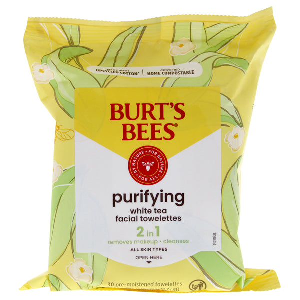 Burt's Bees Facial Cleansing Towelettes - White Tea Extract by Burts Bees for Unisex - 30 Count Towelettes