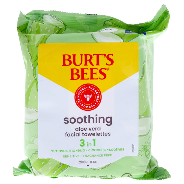 Burt's Bees Soothing Facial Towelettes Sensitive - Aloe Vera by Burts Bees for Unisex - 30 Count Towelettes