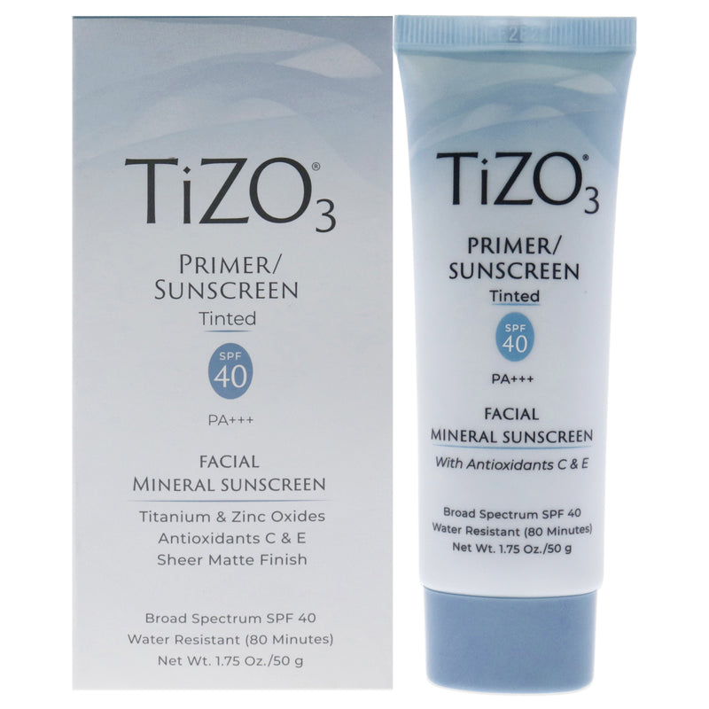 Tizo Tizo3 Facial Primer Tinted SPF 40 by Tizo for Unisex - 1.75 oz Sunscreen