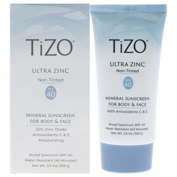 Tizo Ultra Zinc Body and Face Non-tinted SPF 40 by Tizo for Unisex - 3.5 oz Sunscreen