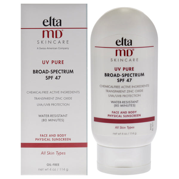 EltaMD UV Pure Face and Body Physical Sunscreen SPF47 by EltaMD for Unisex - 4 oz Sunscreen