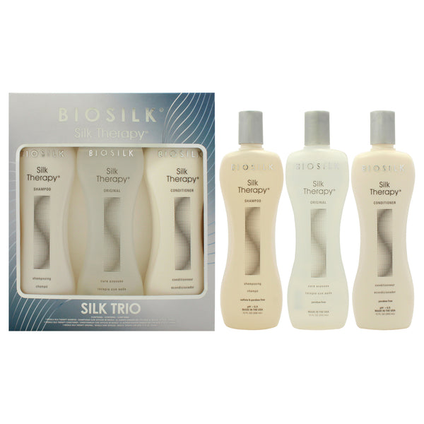 BioSilk Silk Therapy Trio Set by Biosilk for Unisex - 3 Pc 12oz Biosilk Therapy Shampoo, 12oz Biosilk Therapy Conditioner, 12oz Biosilk Therapy Treatment