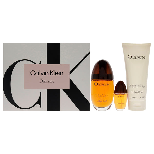 Calvin Klein Obsession by Calvin Klein for Women - 3 Pc Gift Set 3.3oz EDP Spray, 0.5oz EDP Spray, 6.7oz Silkening Body Lotion