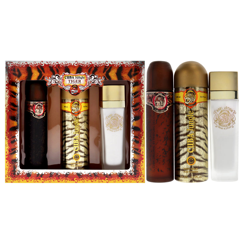 Cuba Cuba Jungle Tiger by Cuba for Women - 3 Pc Gift Set 3.3oz EDP Spray, 6.7oz Deodorant Body Spray, 4.3oz Body Lotion