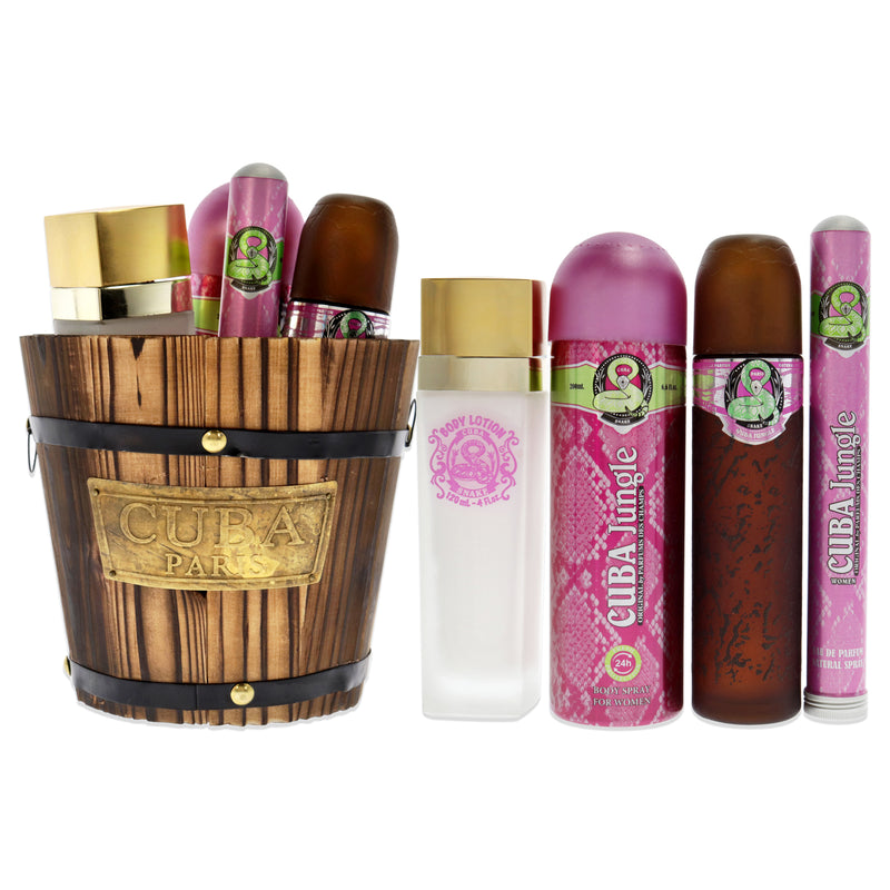 Cuba Cuba Jungle Snake by Cuba for Women - 4 Pc Gift Set 3.3oz EDP Spray, 1.17oz EDP Spray, 6.6oz Body Spray, 4oz Body Lotion