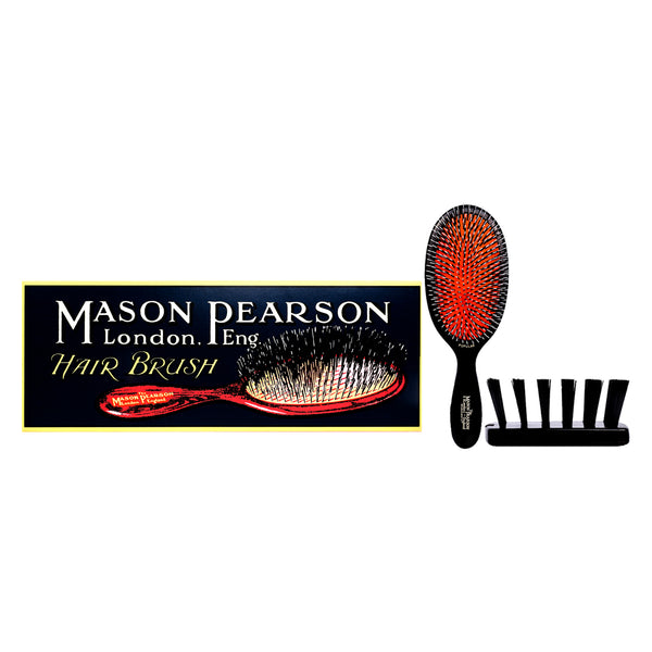 Mason Pearson Large Popular Bristle and Nylon Brush - BN1 Dark Ruby by Mason Pearson for Unisex - 2 Pc Hair Brush, Cleaning Brush