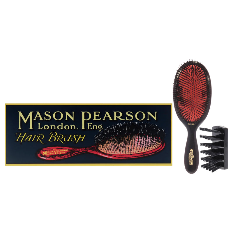 Mason Pearson Extra Large Pure Bristle Brush - B1 Dark Ruby by Mason Pearson for Unisex - 2 Pc Hair Brush and Cleaning Brush
