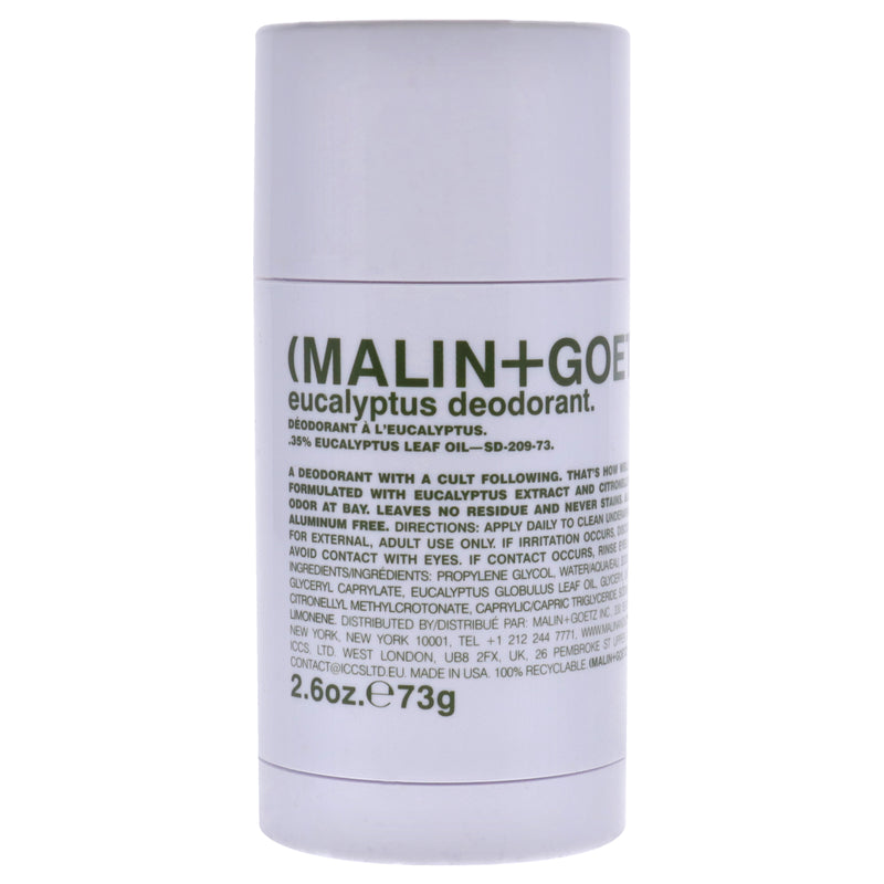 MALIN+GOETZ Eucalyptus Deodorant Stick by Malin + Goetz for Unisex - 2.6 oz Deodorant Stick