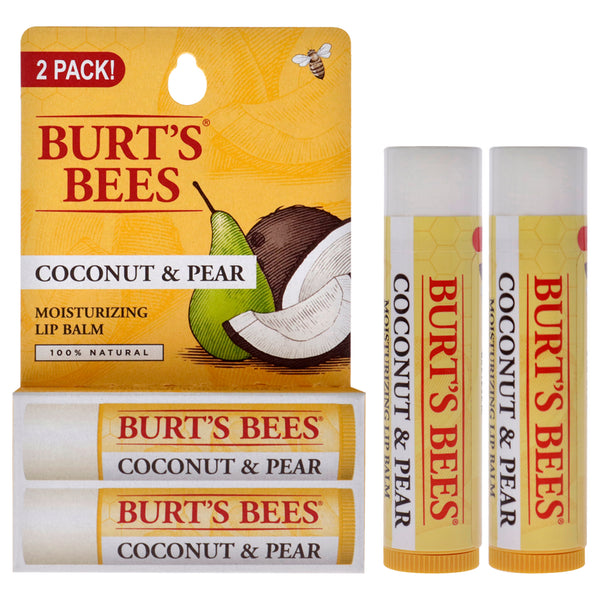Burt's Bees Coconut and Pear Moisturizing Lip Balm Twin Pack by Burts Bees for Unisex - 2 x 0.15 oz Lip Balm