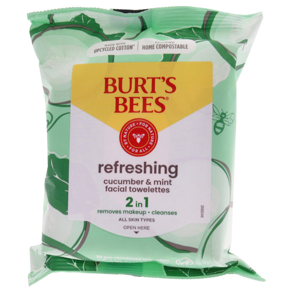 Burt's Bees Facial Cleansing Towelettes - Cucumber and Mint by Burts Bees for Unisex - 30 Count Towelettes
