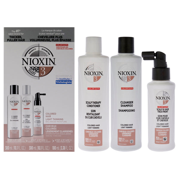 Nioxin System 3 Kit by Nioxin for Unisex - 3 Pc 10.1oz Scalp Hair Shampoo, 10.1 oz Scalp Hair Conditioner, 3.38oz Scalp Care Plus Hair Thickening Treatment
