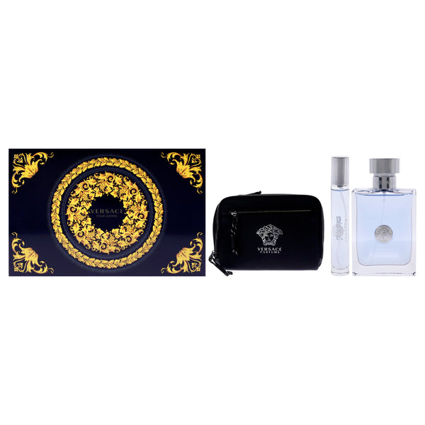 Versace Versace Pour Homme by Versace for Men - 3 Pc Gift Set 3.4oz EDT Spray, 0.34oz EDT Spray, Pouch
