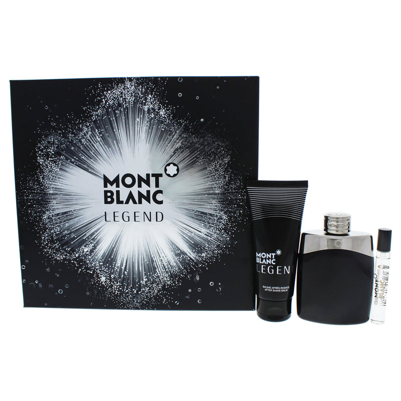 Mont Blanc Mont Blanc Legend by Mont Blanc for Men - 3 Pc Gift Set 3.3oz EDT Spray, 0.25oz EDT Spray, 3.3oz After Shave Balm