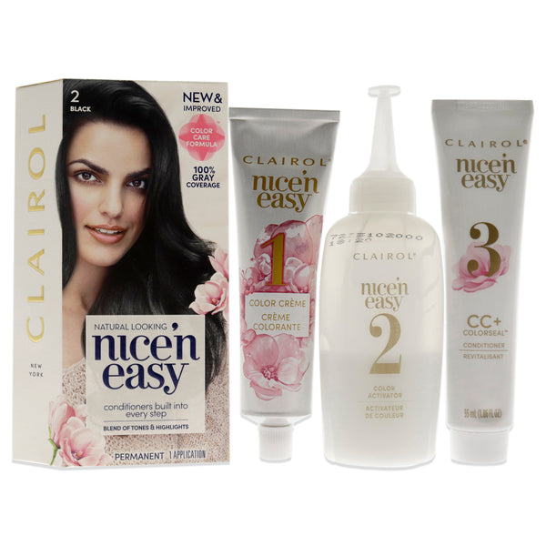 Clairol Nice n Easy Permanent Color - 2 Black by Clairol for Women - 1 Application Hair Color