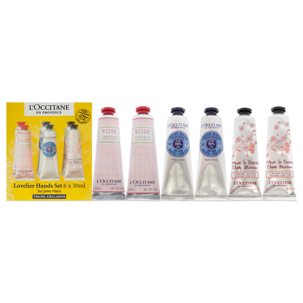 L'Occitane Lovelier Hands Kit by LOccitane for Unisex - 6 x 1 oz 2 Rose, 2 Shea Dry Skin, 2 Cherry Blossom