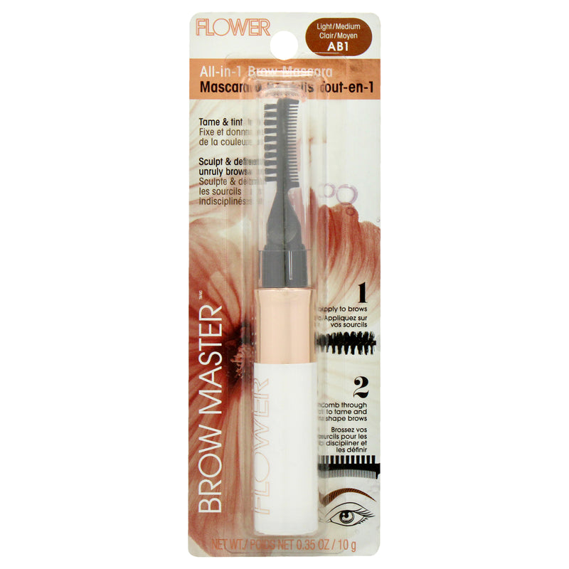 Flower Beauty Brow Master All-In-1 Brow Mascara - AB1 Light Medium by Flower Beauty for Women - 0.35 oz Eyebrow
