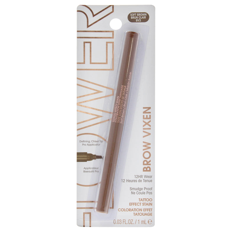 Flower Beauty Brow Vixen Tattoo Effect Brow Stain - BV3 Soft Brown by Flower Beauty for Women - 0.03 oz Eyebrow