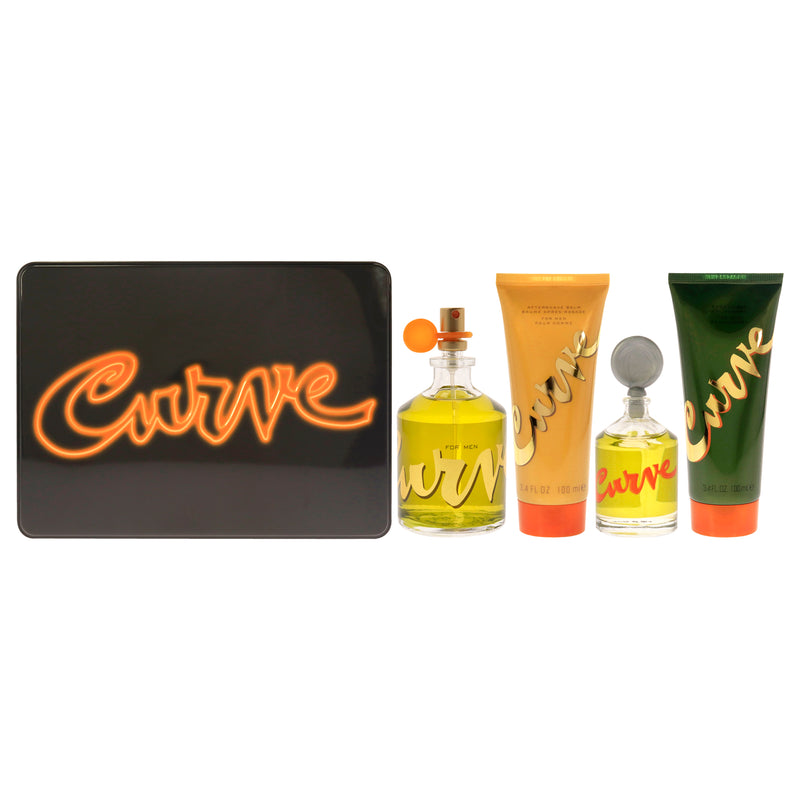 Liz Claiborne Curve by Liz Claiborne for Men - 4 Pc Gift Set 4.2oz EDC Spray, 0.25oz EDC Splash, 3.4oz After Shave Balm, 3.4oz Shower Gel