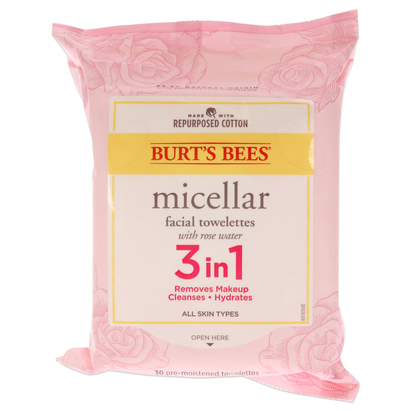 Burt's Bees Micellar Makeup Removing Towelettes - Rose Water by Burts Bees for Unisex - 30 Count Towelettes