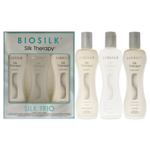 BioSilk Silk Therapy Trio by Biosilk for Unisex - 3 Pc 7oz Silk Therapy Shampoo, 7oz Silk Therapy Conditioner, 7oz and Silk Therapy Original
