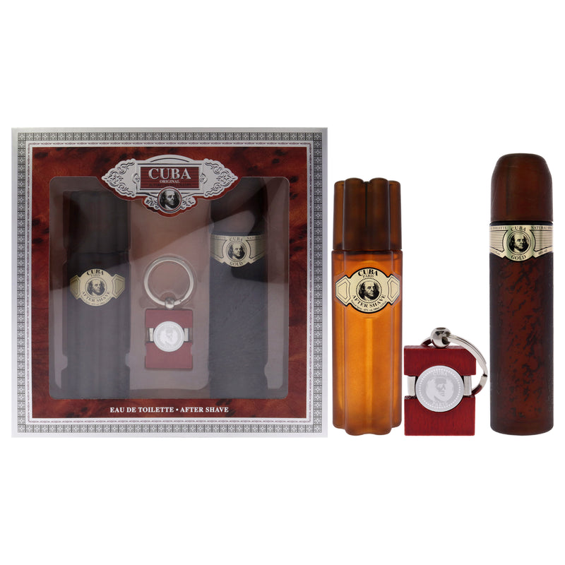 Cuba Cuba Gold by Cuba for Men - 3 Pc Gift Set 3.3oz EDT Spray, 3.3oz After Shave, Keychain
