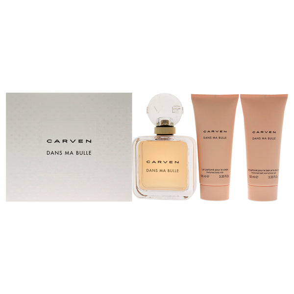 Carven Dans Ma Bulle by Carven for Women - 3 Pc Gift Set 3.3oz EDP Spray, 3.3oz Body Milk, 3.3oz Shower Gel