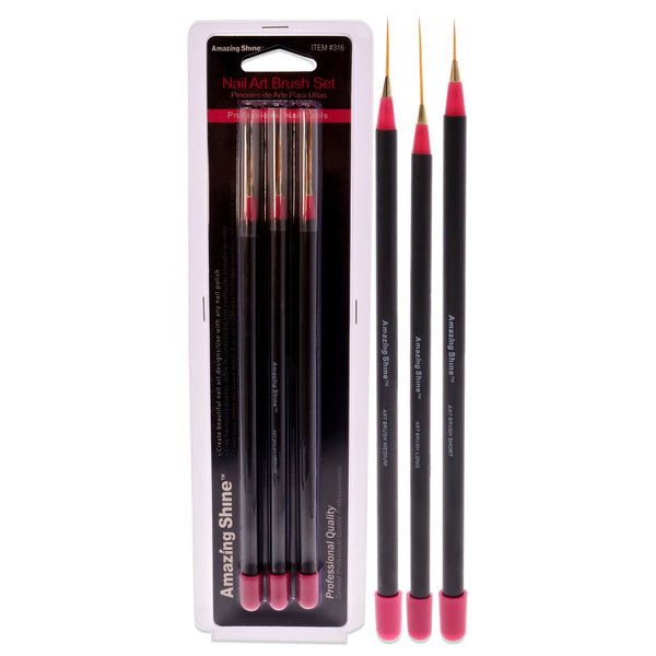 Amazing Shine Amazing Shine Professional 3 Piece Nail Art Brush Set by Amazing Shine for Women - 3 Pc Nail Art