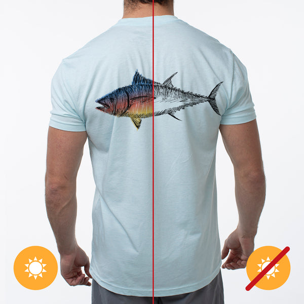 DelSol Men Classic Crew Tee - Big Fish-Ice Blue by DelSol for Men - 1 Pc T-Shirt (XL)