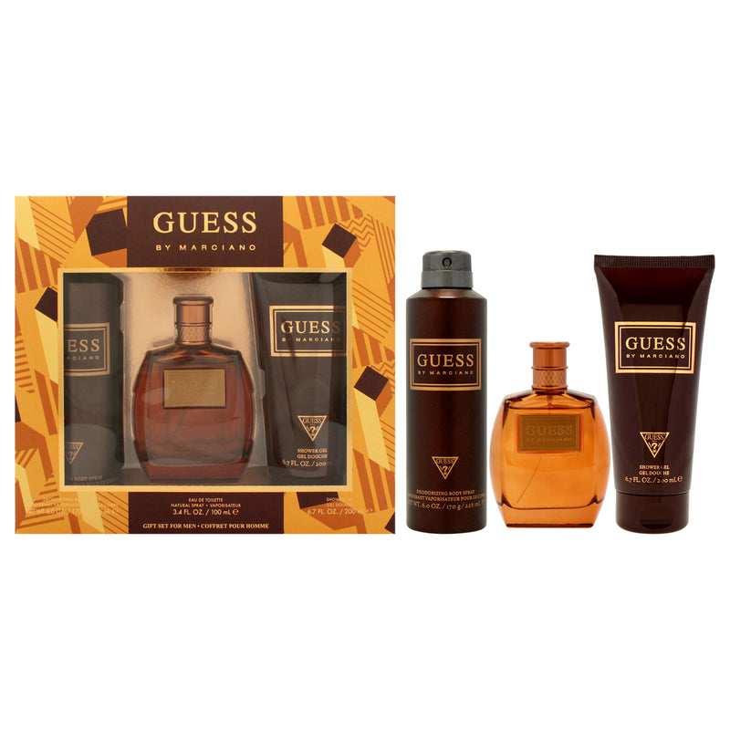 Guess Guess By Marciano by Guess for Men - 3 Pc Gift Set 3.4oz EDT Spray, 6.7oz Shower Gel, 6.0oz Deodorizing Body Spray