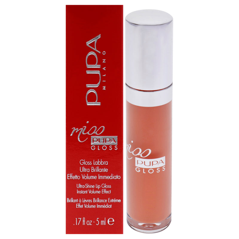 Pupa Milano Miss Pupa Gloss Ultra-Shine Lip Gloss - 201 Tender Apricot by Pupa Milano for Women - 0.17 oz Lip Gloss