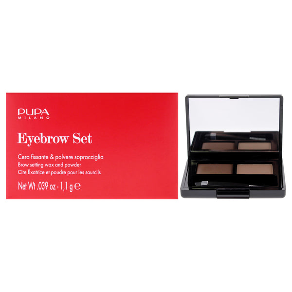 Pupa Milano Eyebrow Design Set - 002 Brown by Pupa Milano for Women - 3 Pc 0.039oz Eyebrow, Brush, Tweezers