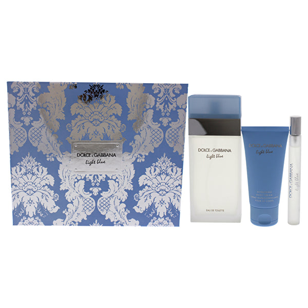 Dolce & Gabbana Light Blue By Dolce And Gabbana For Women - 3 Pc Gift Set Eau De Toilette Spray 10ml/0.33oz Eau De Toilette Spray 30ml/1.6oz Body Cream 90ml/3.3oz