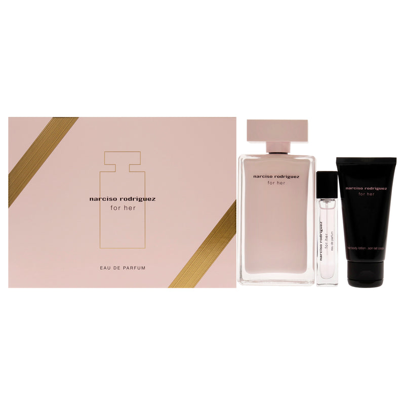 Narciso Rodriguez Narciso Rodriguez by Narciso Rodriguez for Women - 3 Pc Gift Set 3.3oz EDP Spray, 10ml EDP Spray, 1.6oz Body Lotion