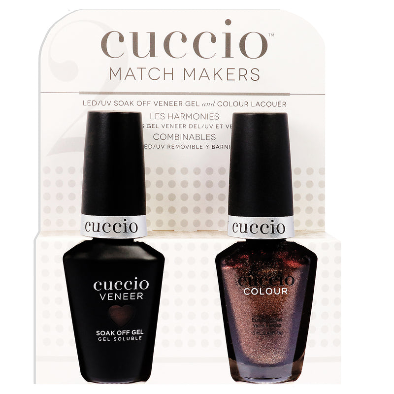 Cuccio Colour Match Makers Set - Brownie Points by Cuccio Colour for Women - 2 Pc 0.44oz Veneer Soak Of Gel Nail Polish, 0.43oz Colour Nail Polish