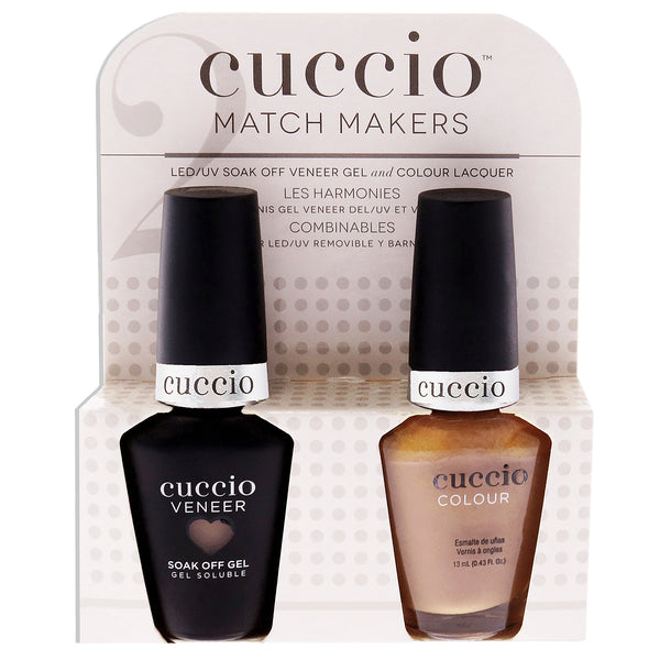 Cuccio Colour Match Makers Set - See You Latte by Cuccio Colour for Women - 2 Pc 0.44oz Veneer Soak Of Gel Nail Polish, 0.43oz Colour Nail Polish
