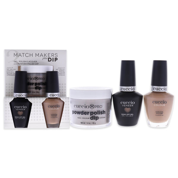 Cuccio Colour Match Makers Plus Dip - See You Latte by Cuccio Colour for Women - 3 Pc 1.6oz Pro Powder Polish Dip System, 0.44oz Veneer Soak Off Gel, 0.43oz Colour Nail Polish