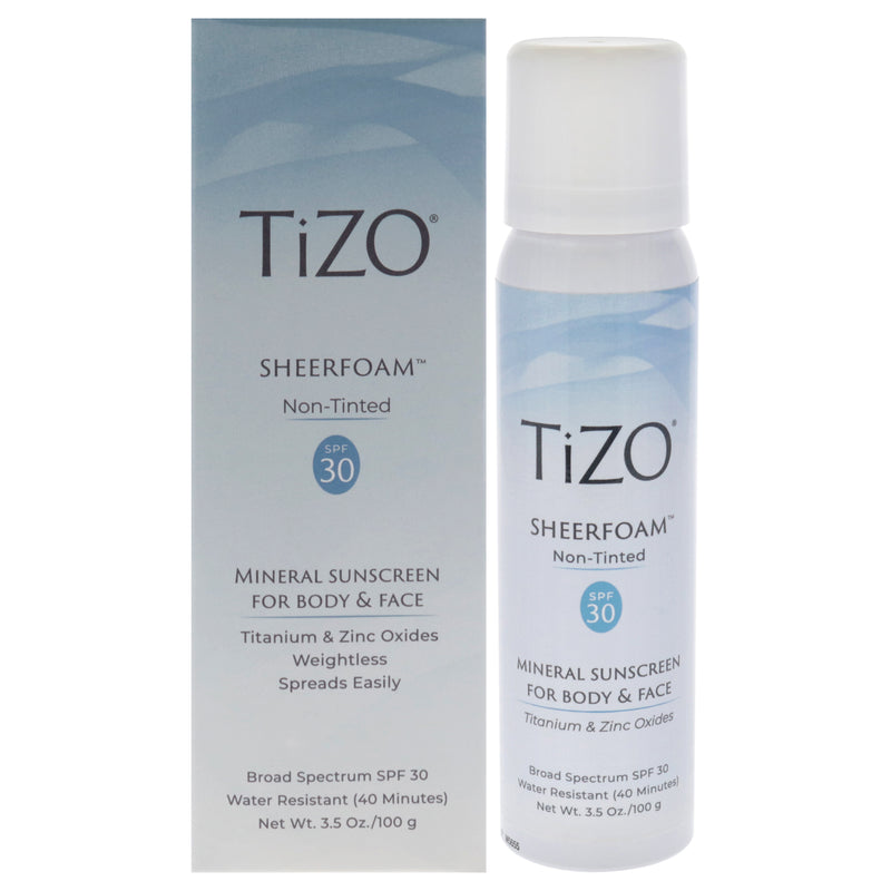 Tizo SheerFoam Body And Face Non-Tinted SPF 30 by Tizo for Unisex - 3.5 oz Sunscreen
