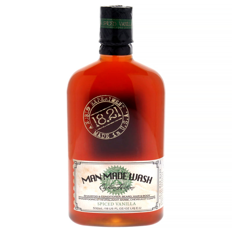 18.21 Man Made 3-In-1 Shampoo Man Made Wash - Spiced Vanilla by 18.21 Man Made for Men - 18 oz Conditioner and Body Wash